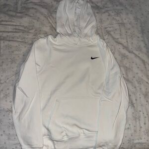 Nike Men's White Hoodie with Black Logo
